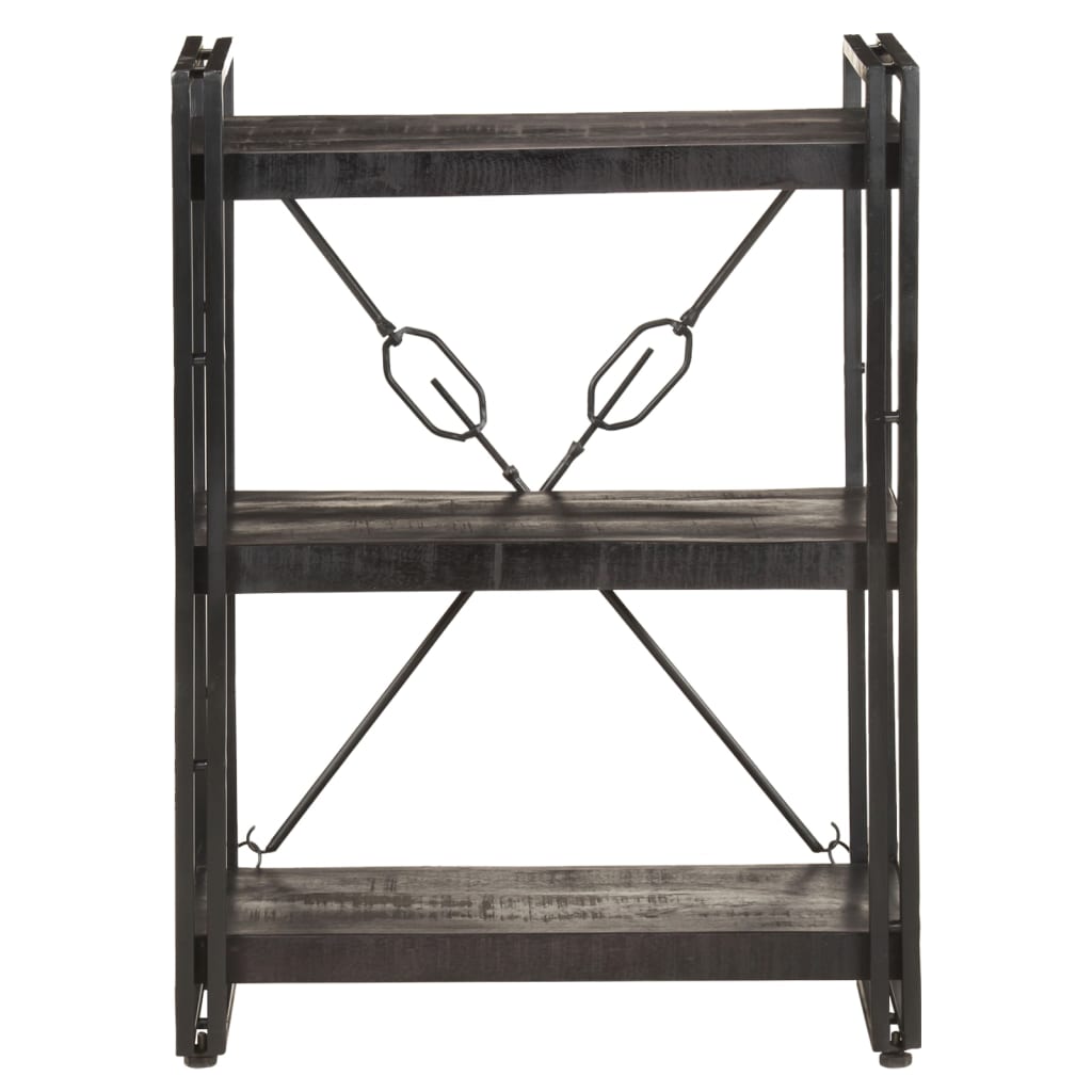 Bokhylle 3 etasjer svart 60x30x80 cm heltre mango vidaXL
