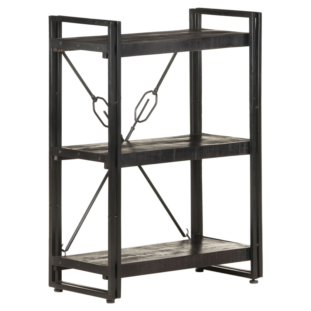 Bokhylle 3 etasjer svart 60x30x80 cm heltre mango vidaXL