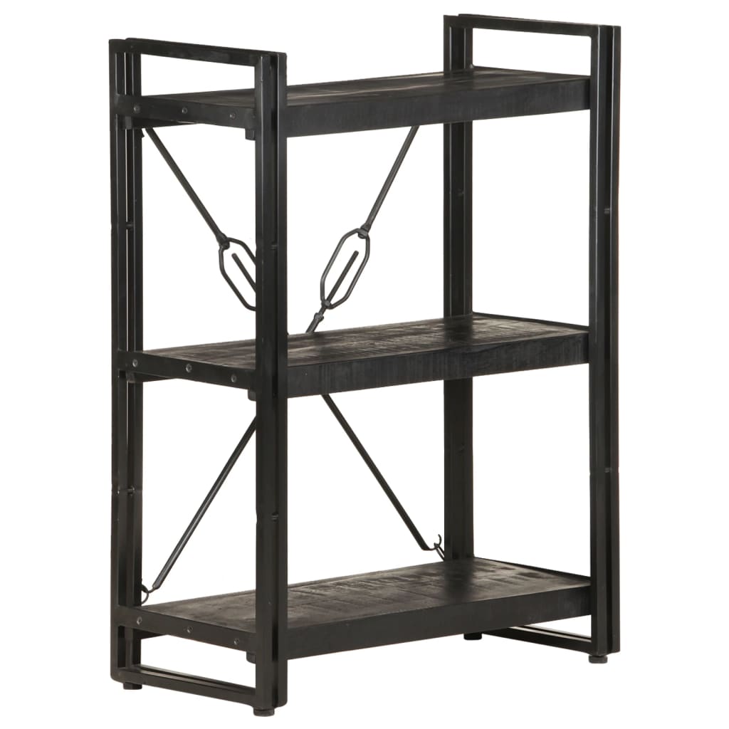 Bokhylle 3 etasjer svart 60x30x80 cm heltre mango vidaXL
