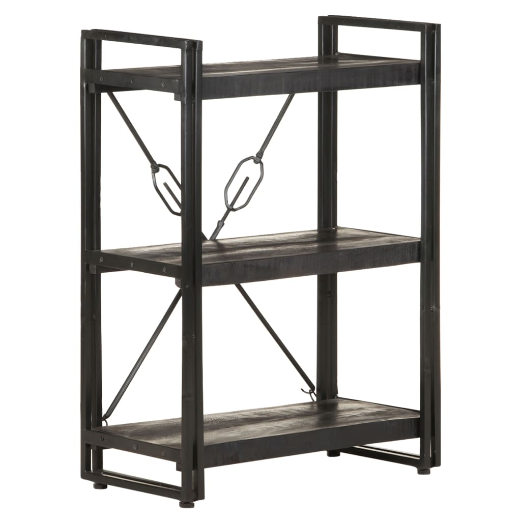 Bokhylle 3 etasjer svart 60x30x80 cm heltre mango vidaXL