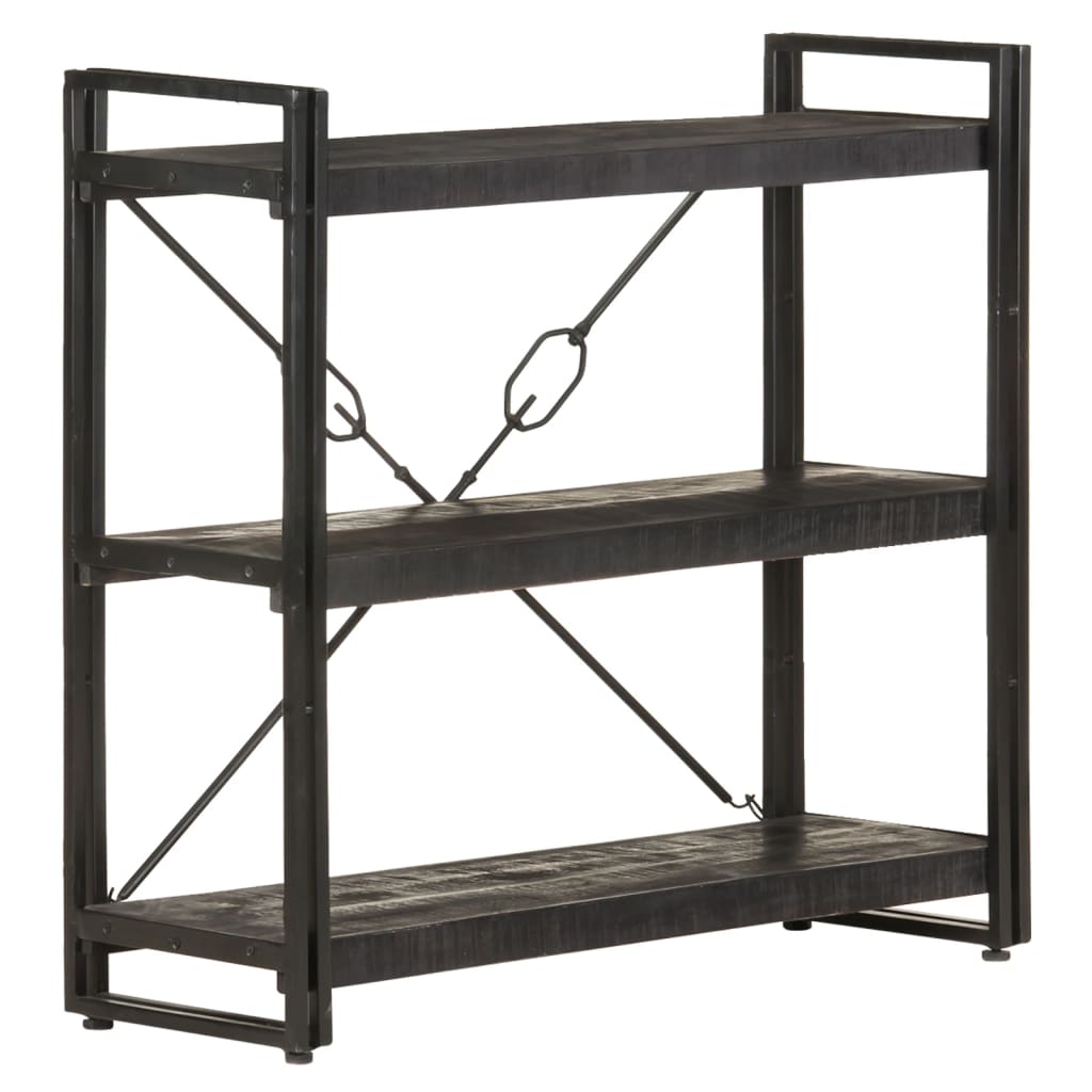 Bokhylle 3 etasjer svart 90x30x80 cm heltre mango vidaXL
