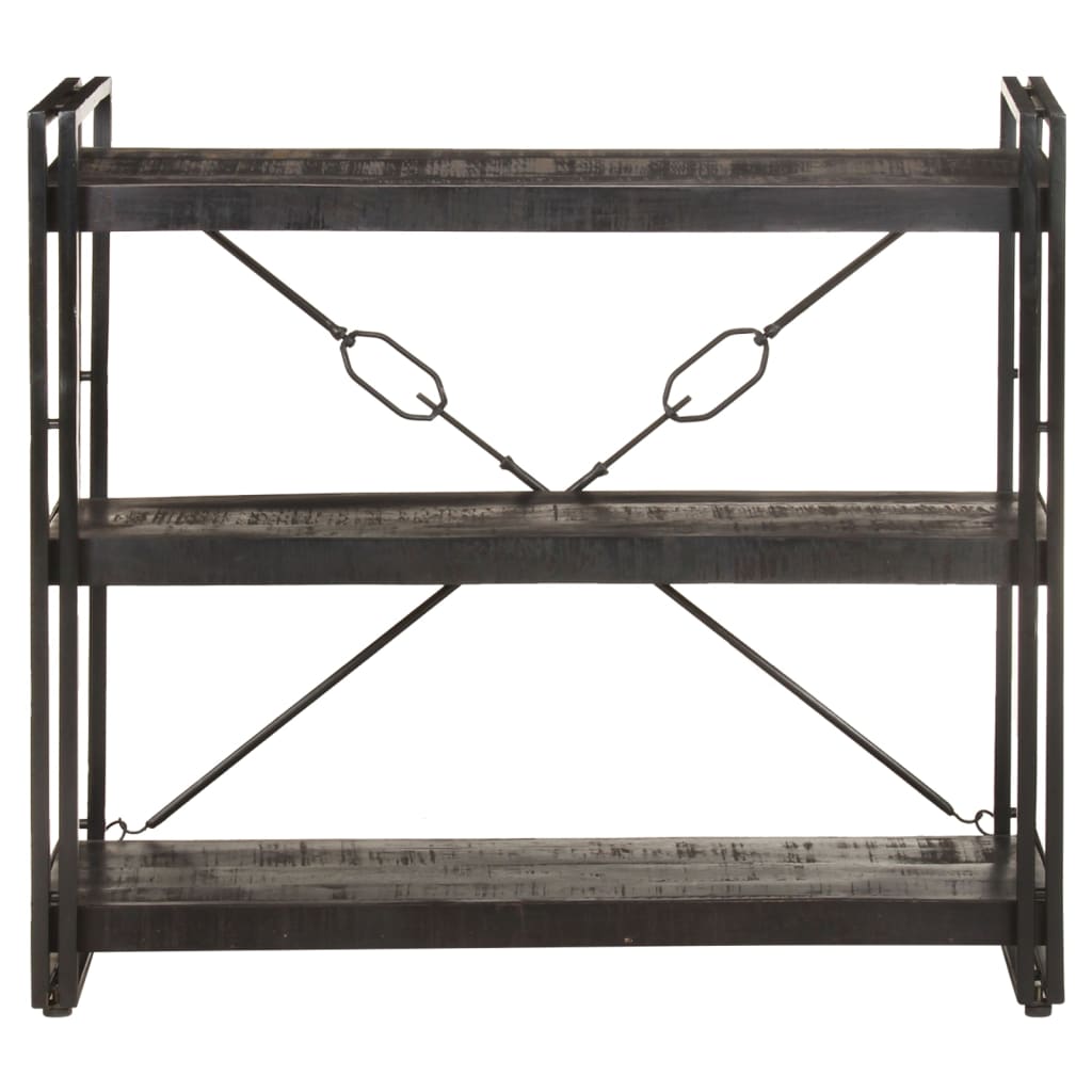Bokhylle 3 etasjer svart 90x30x80 cm heltre mango vidaXL