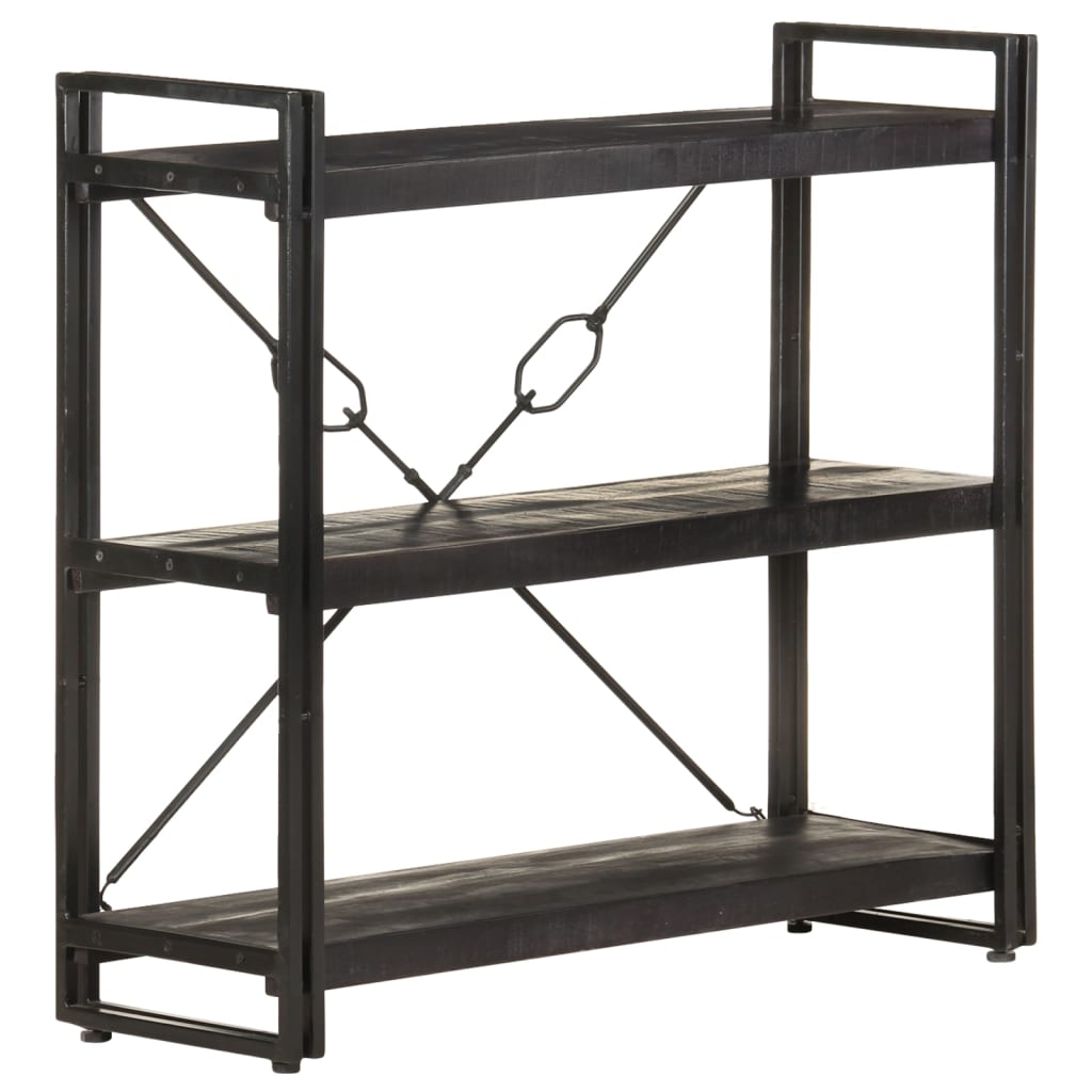 Bokhylle 3 etasjer svart 90x30x80 cm heltre mango vidaXL