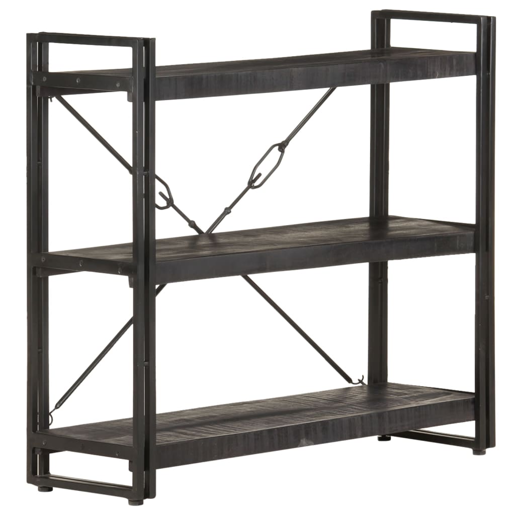 Bokhylle 3 etasjer svart 90x30x80 cm heltre mango vidaXL