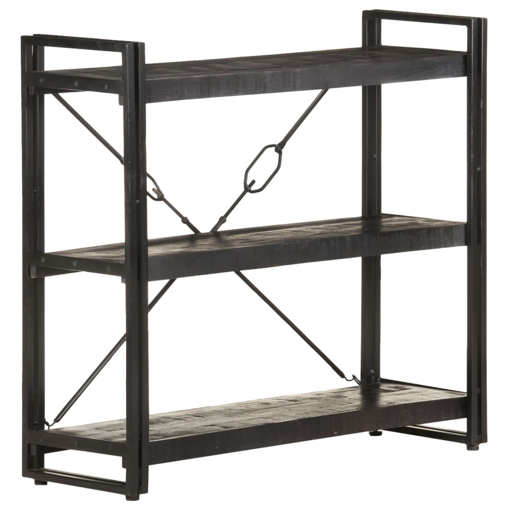 Bokhylle 3 etasjer svart 90x30x80 cm heltre mango vidaXL