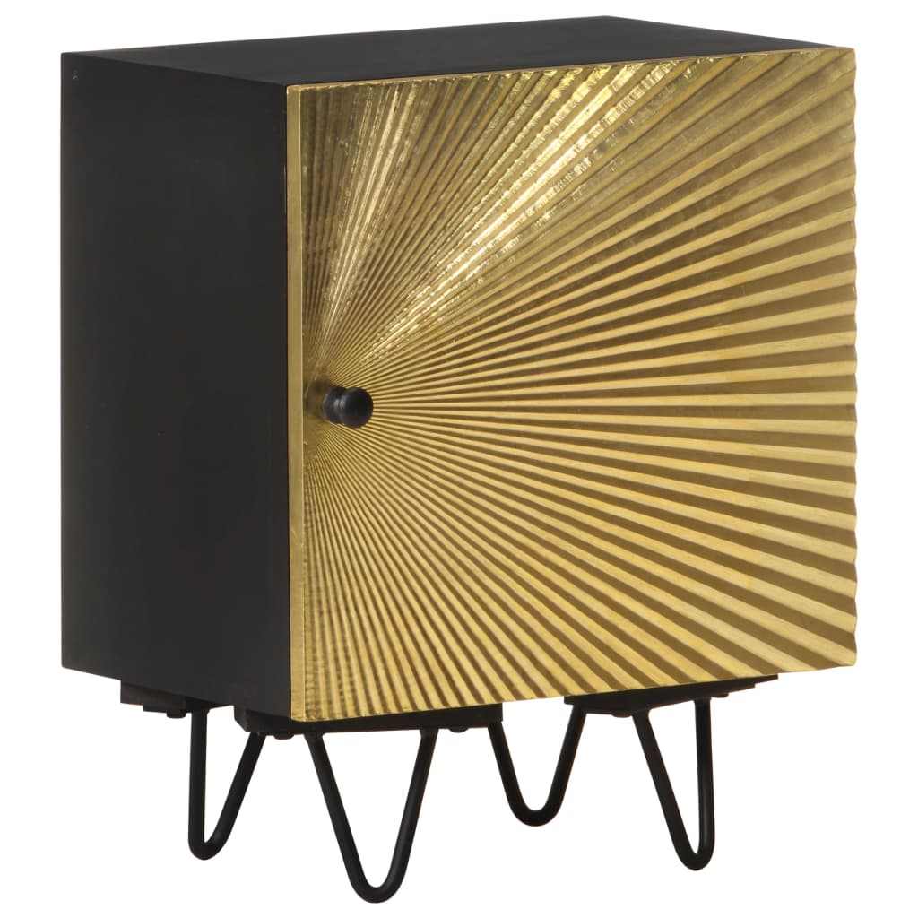 Nattbord med messingfront 40x30x50 cm heltre mango