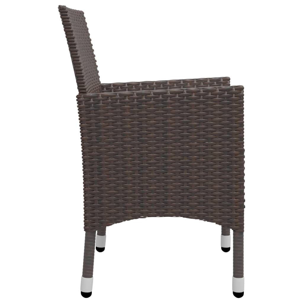 Bistrosett 3 deler polyrotting og herdet glass brun