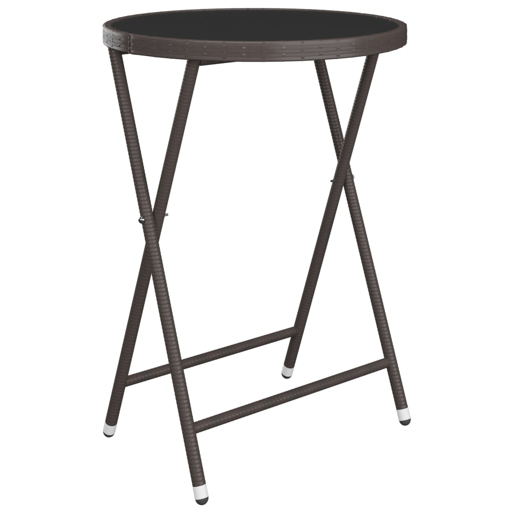 Hagebistrosett 3 deler polyrotting og herdet glass brun