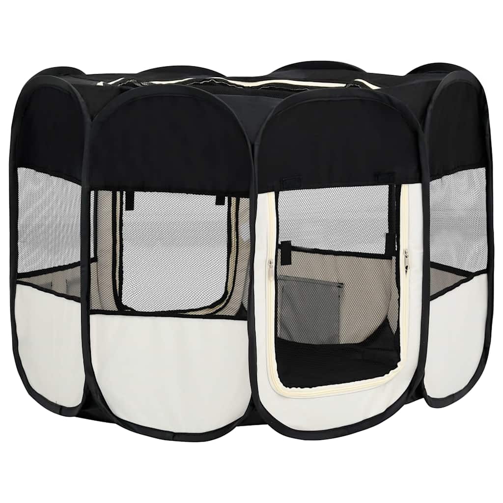 Sammenleggbar lekegrind for hunder bæreveske svart 90x90x58 cm