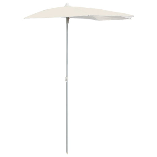 Halvrund parasoll med stang 180x90 cm sand