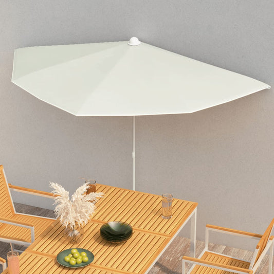 Halvrund parasoll med stang 180x90 cm sand