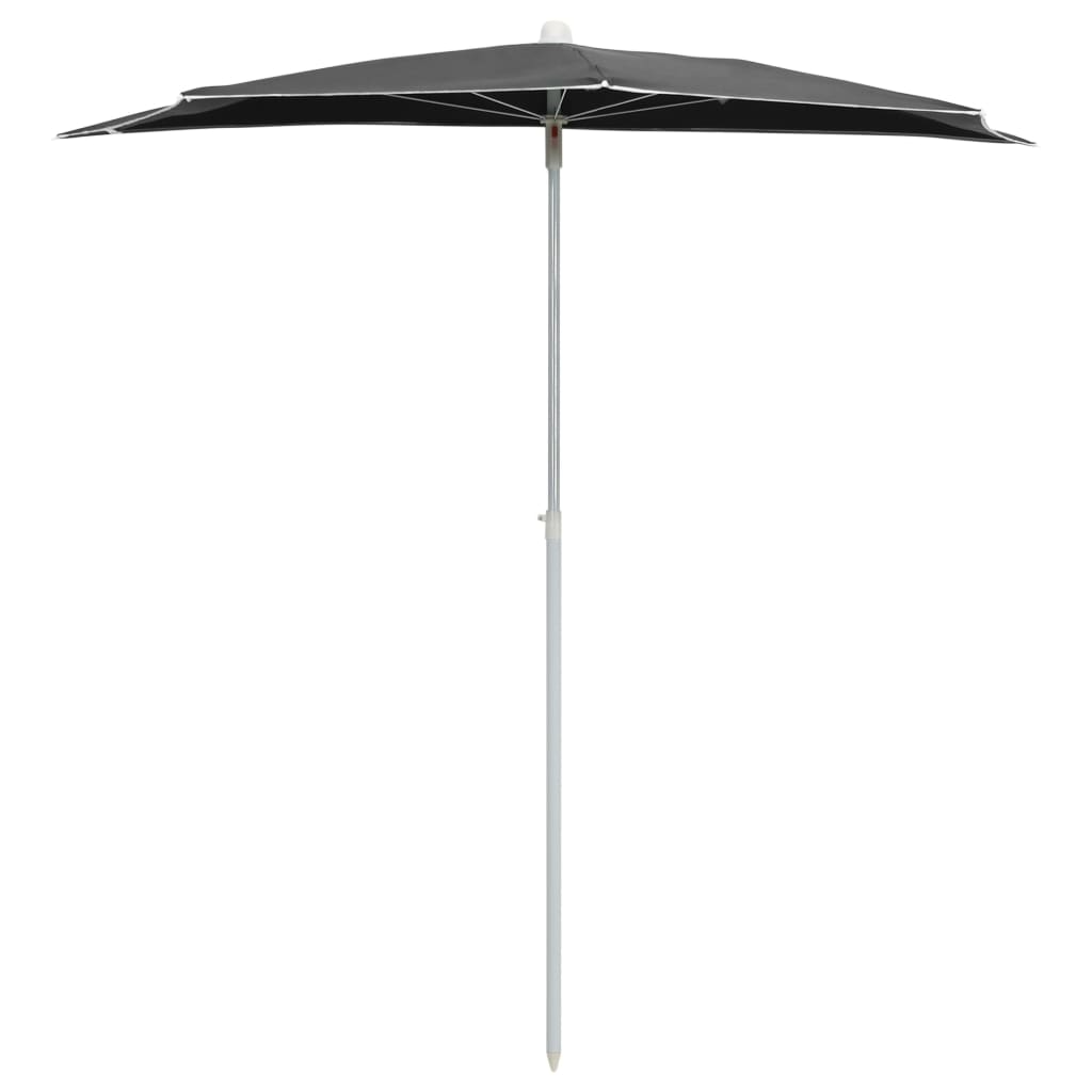 Halvrund parasoll med stang 180x90 cm antrasitt