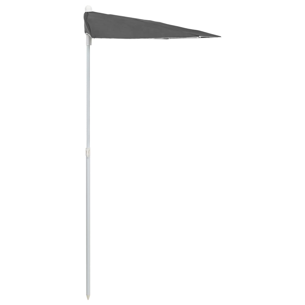 Halvrund parasoll med stang 180x90 cm antrasitt