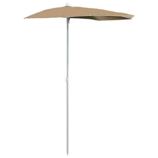 Halvrund parasoll med stang 180x90 cm gråbrun