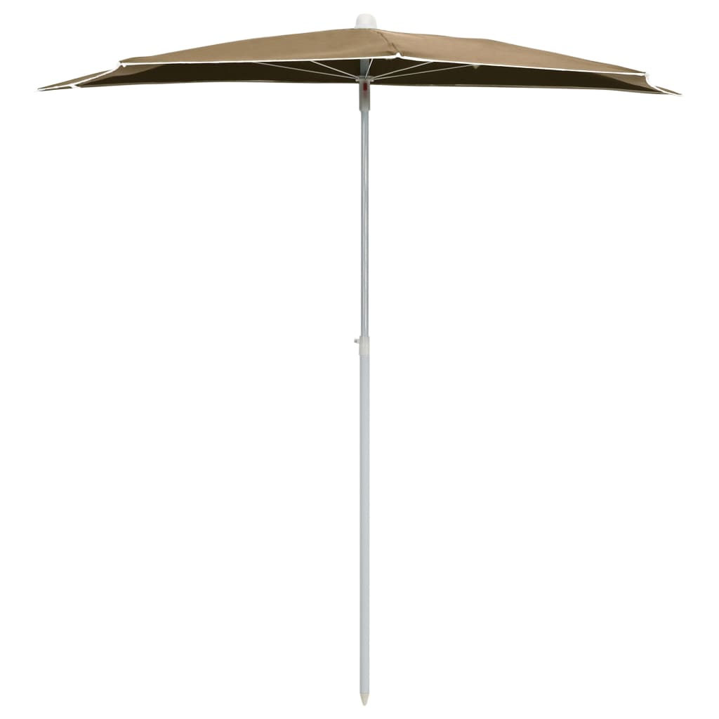 Halvrund parasoll med stang 180x90 cm gråbrun