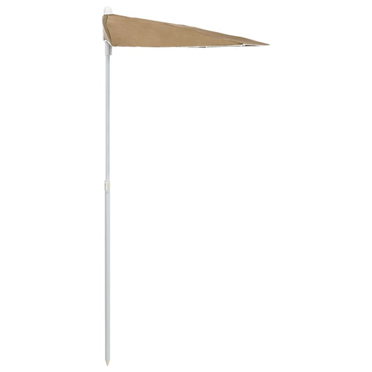Halvrund parasoll med stang 180x90 cm gråbrun