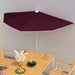 Halvrund parasoll med stang 180x90 cm vinrød