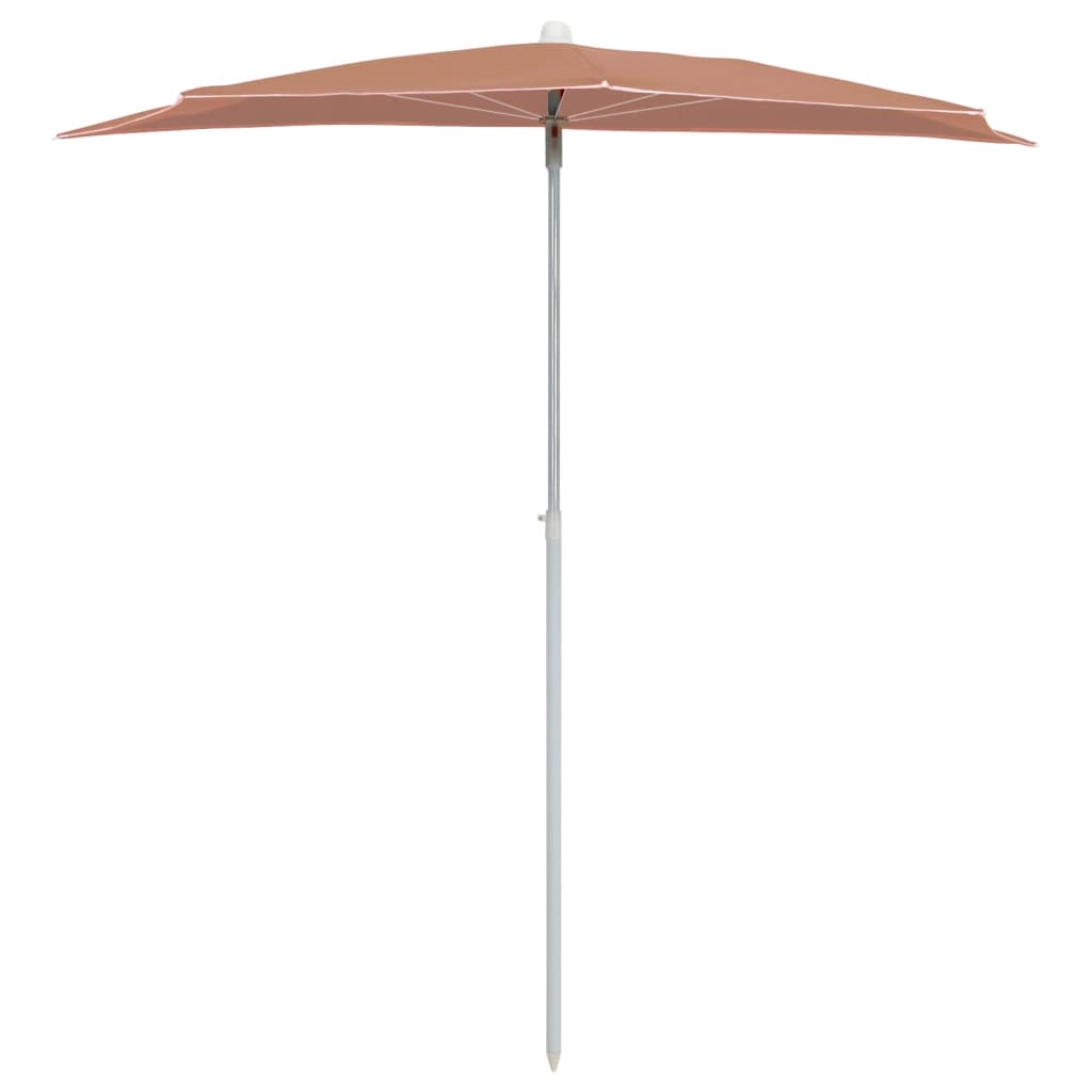 Halvrund parasoll med stang 180x90 cm terrakotta