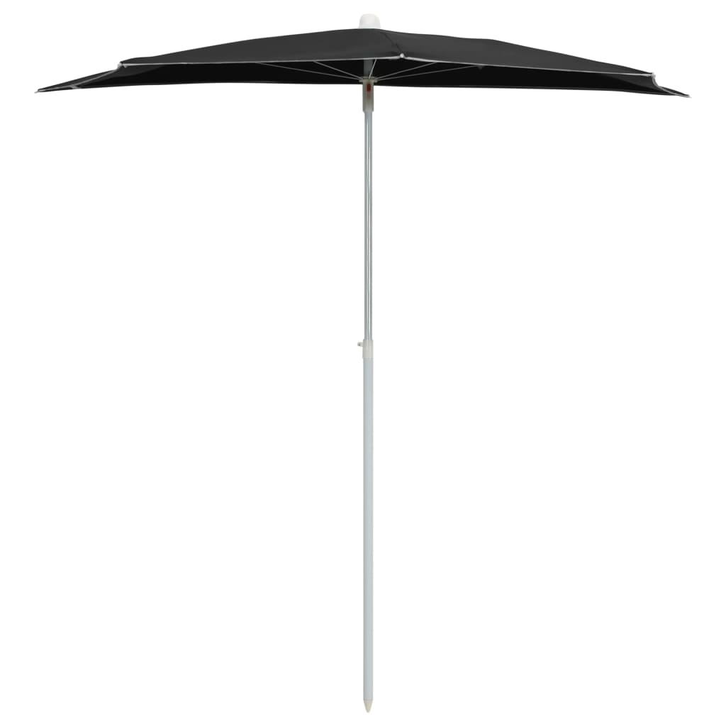 Halvrund parasoll med stang 180x90 cm svart