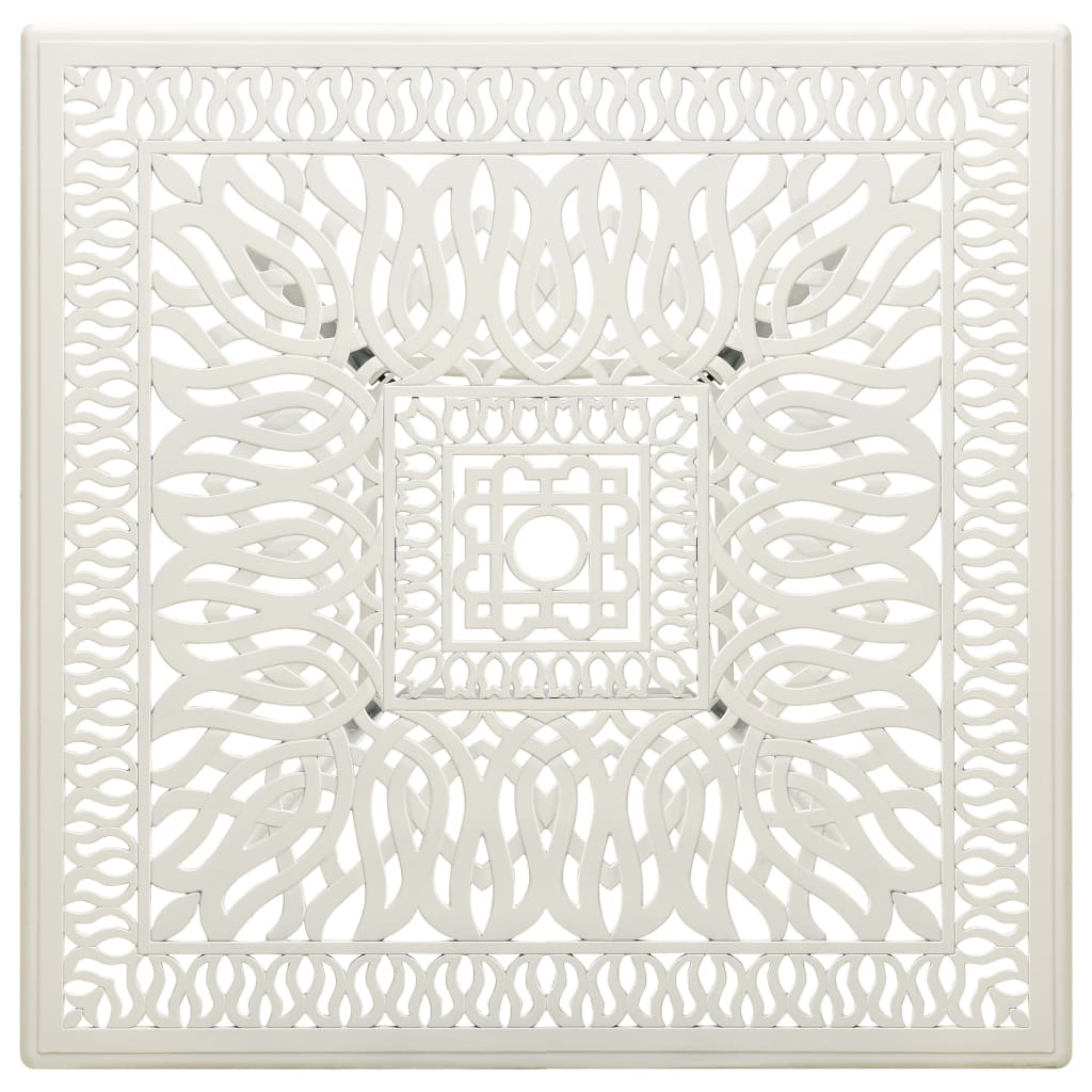Hagebord hvit 90x90x73 cm støpt aluminium