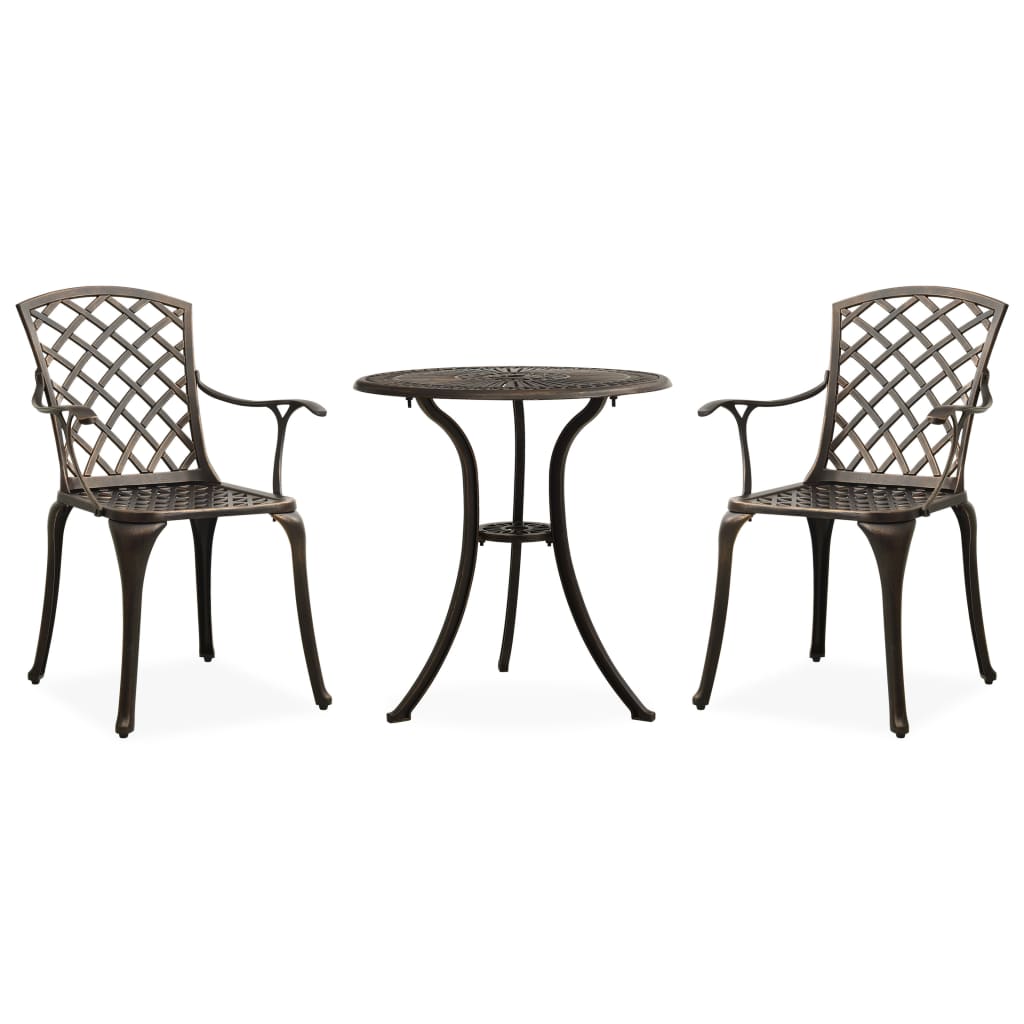 Bistrosett 3 deler støpt aluminium bronse