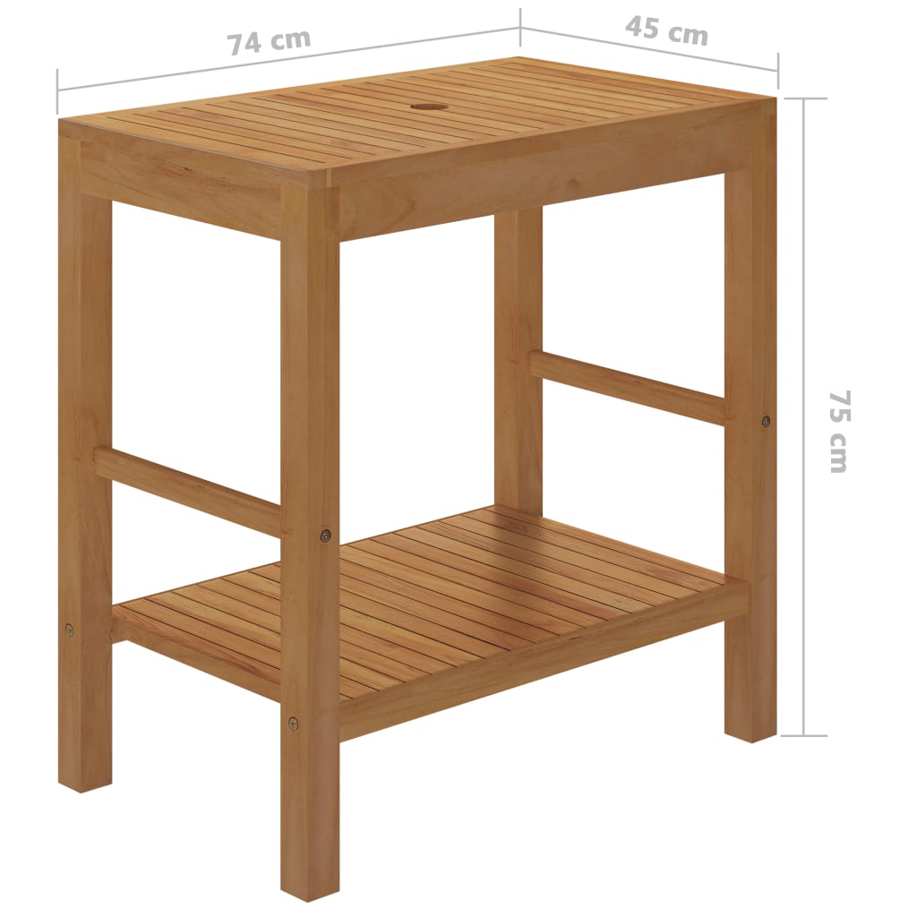 Baderomshylle heltre teak med vask marmor svart
