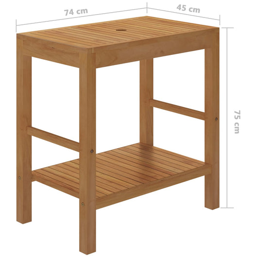 Baderomshylle heltre teak med vask marmor kremhvit