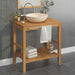 Baderomshylle heltre teak med vask marmor kremhvit