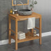 Baderomshylle heltre teak med vask marmor svart
