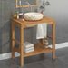 Baderomshylle heltre teak med vask marmor kremhvit