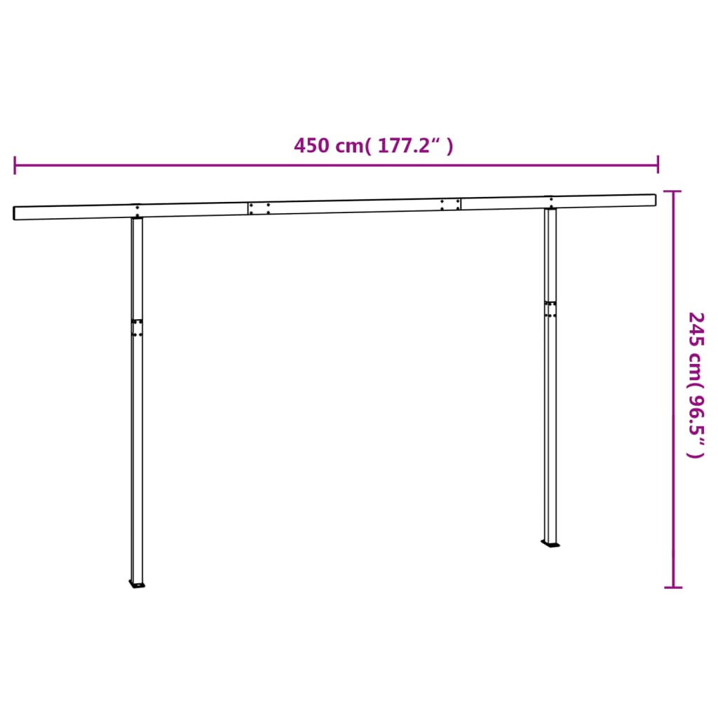 Markisestolpesett antrasitt 450x245 cm jern