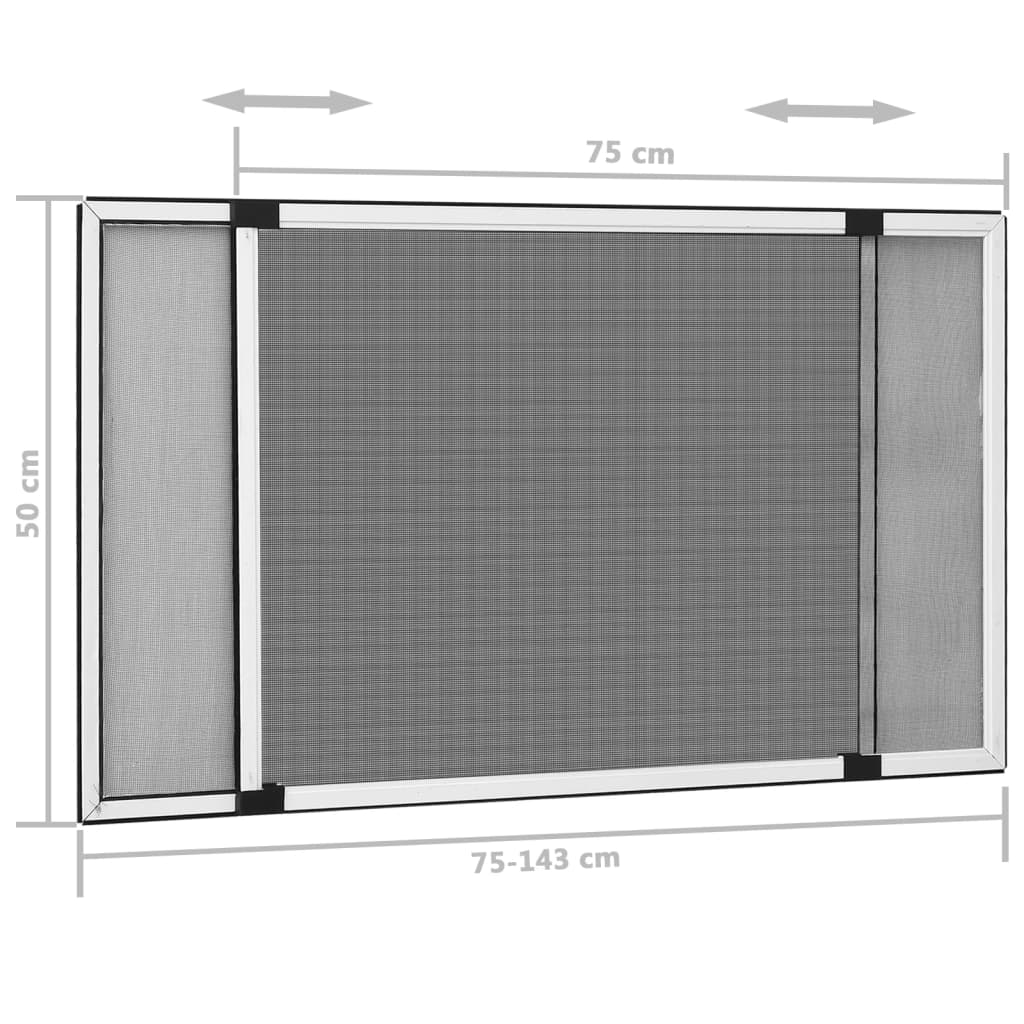 Utvidbar insektskjerm for vinduer hvit (75-143)x50 cm