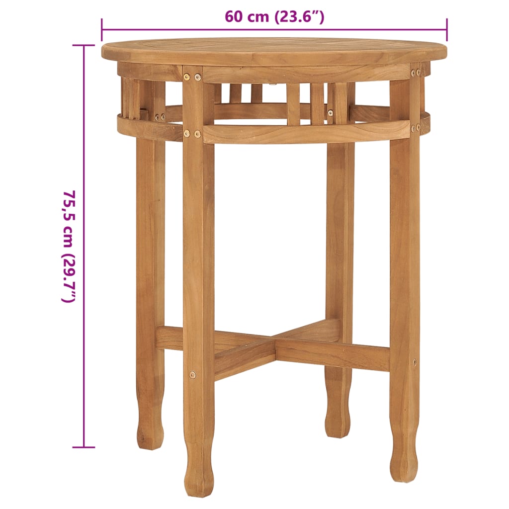 Bistrobord Ø60x75,5 cm heltre teak