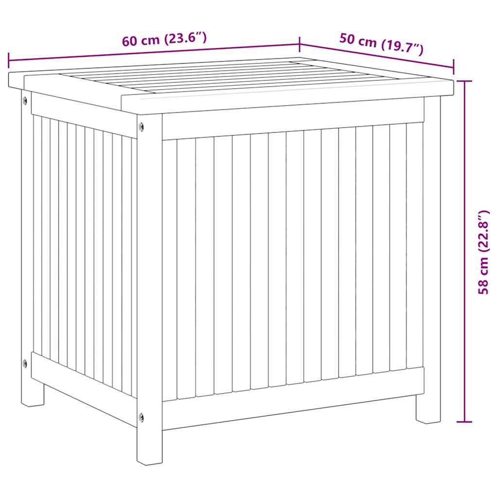 Putekasse 60x50x58 cm heltre teak vidaXL