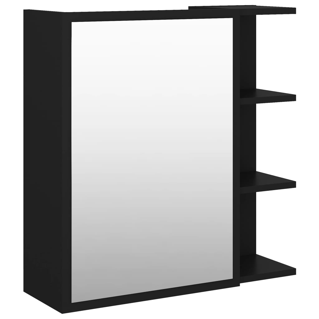 Speilskap til baderom svart 62,5x20,5x64 cm konstruert tre