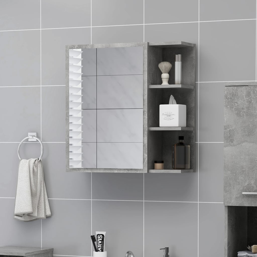 Speilskap til baderom betonggrå 62,5x20,5x64 cm konstruert tre