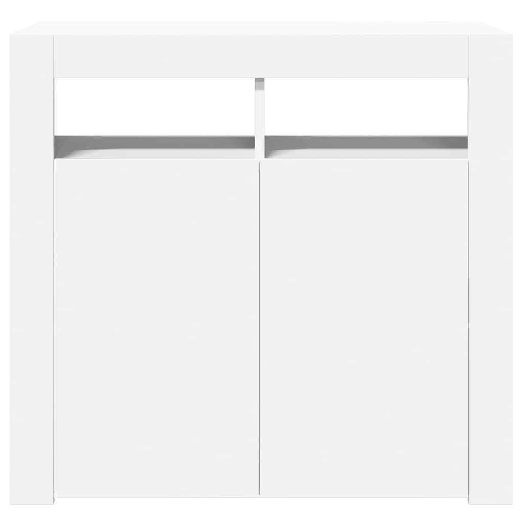 Skjenk med LED-lys hvit 80x35x75 cm