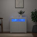 Skjenk med LED-lys hvit 80x35x75 cm
