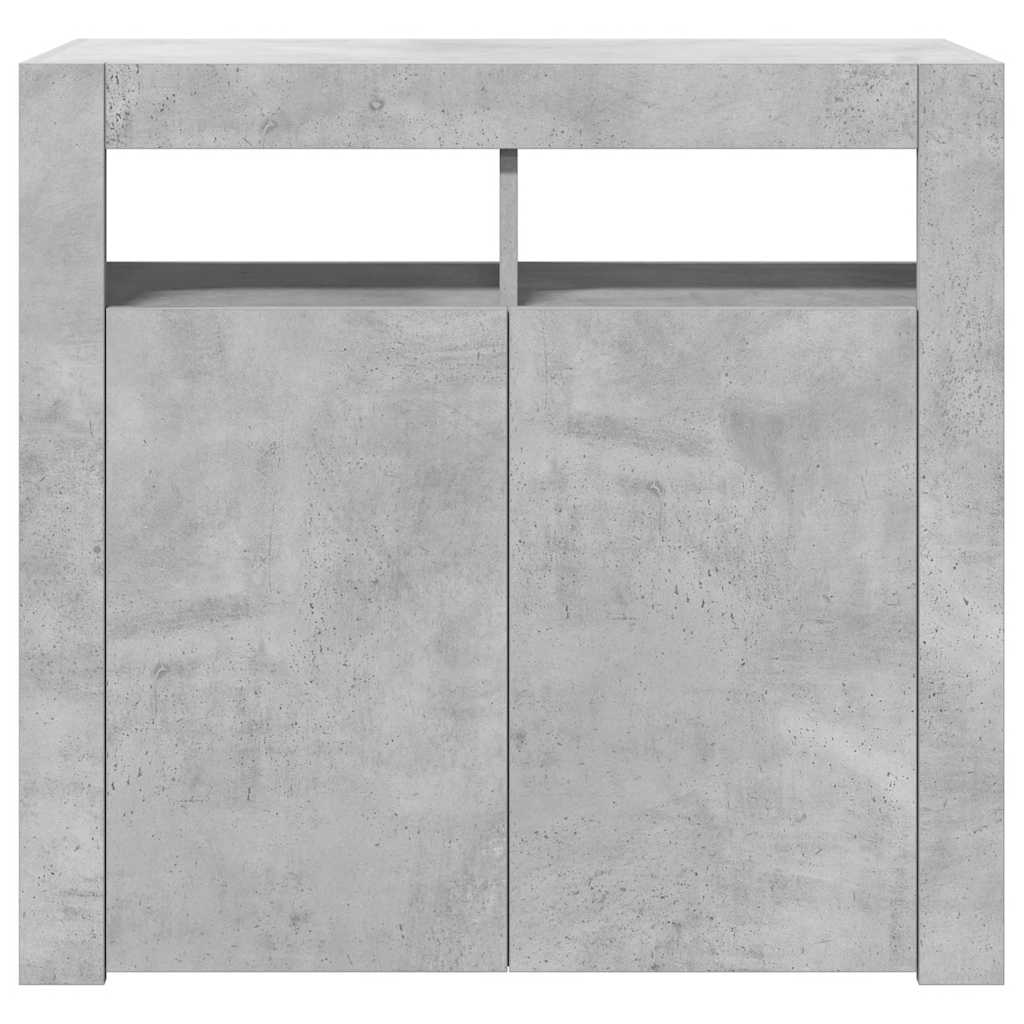 Skjenk med LED-lys betonggrå 80x35x75 cm