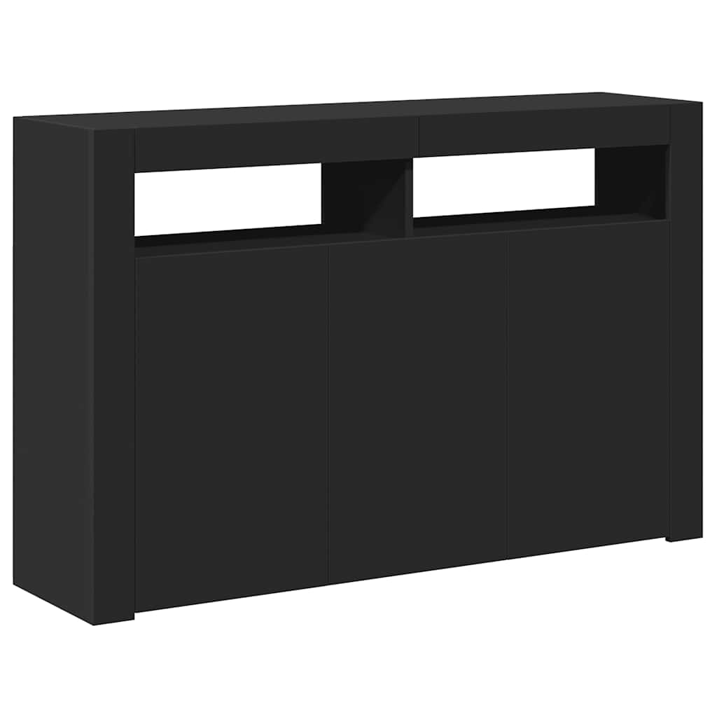 Skjenk med LED-lys svart 115,5x30x75 cm