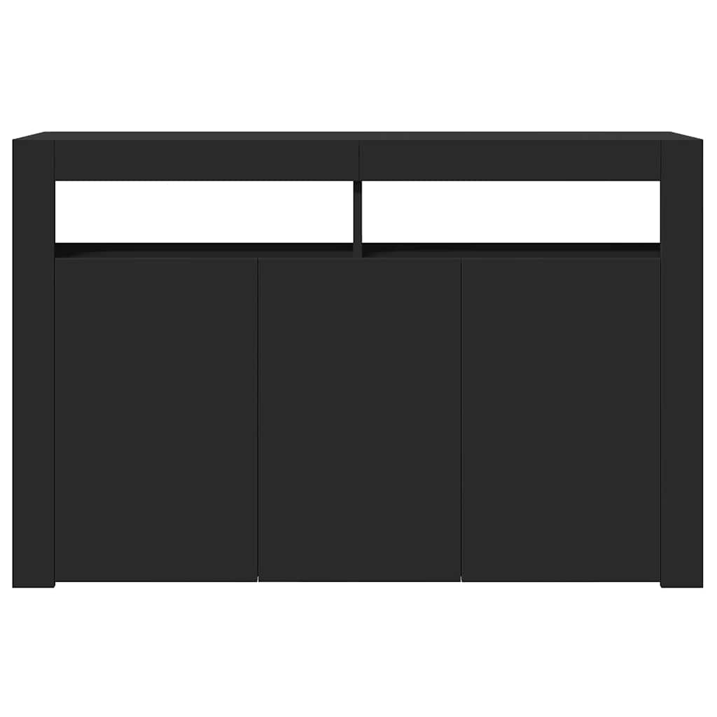 Skjenk med LED-lys svart 115,5x30x75 cm