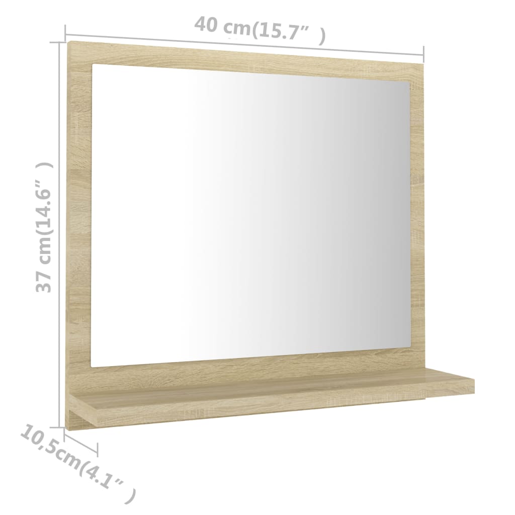 Baderomsspeil sonoma eik 40x10,5x37 cm konstruert tre