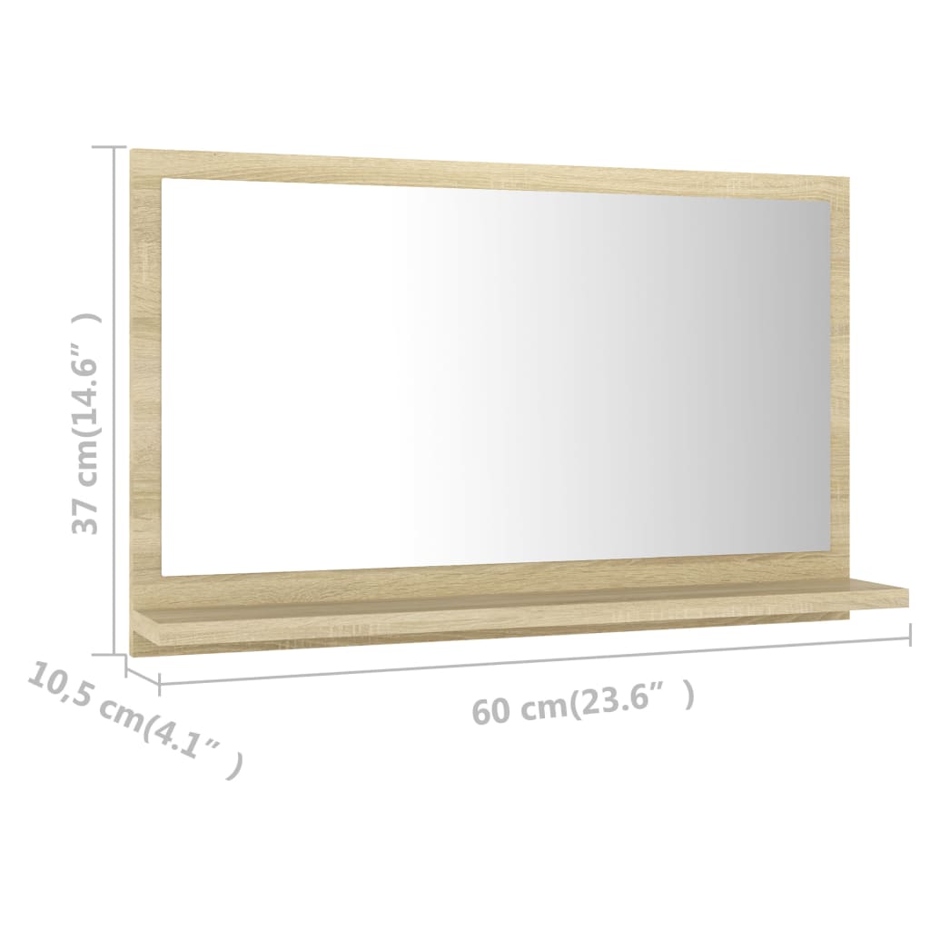 Baderomsspeil sonoma eik 60x10,5x37 cm konstruert tre