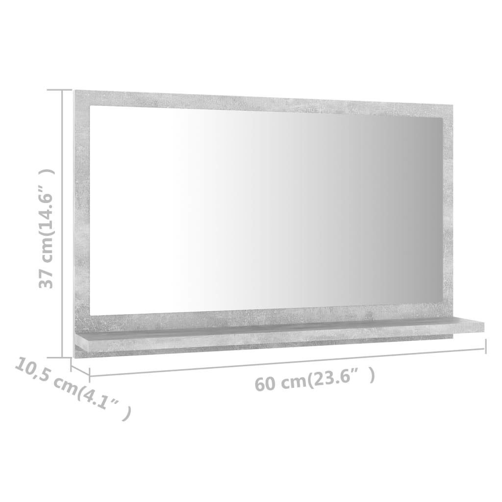 Baderomsspeil betonggrå 60x10,5x37 cm sponplate