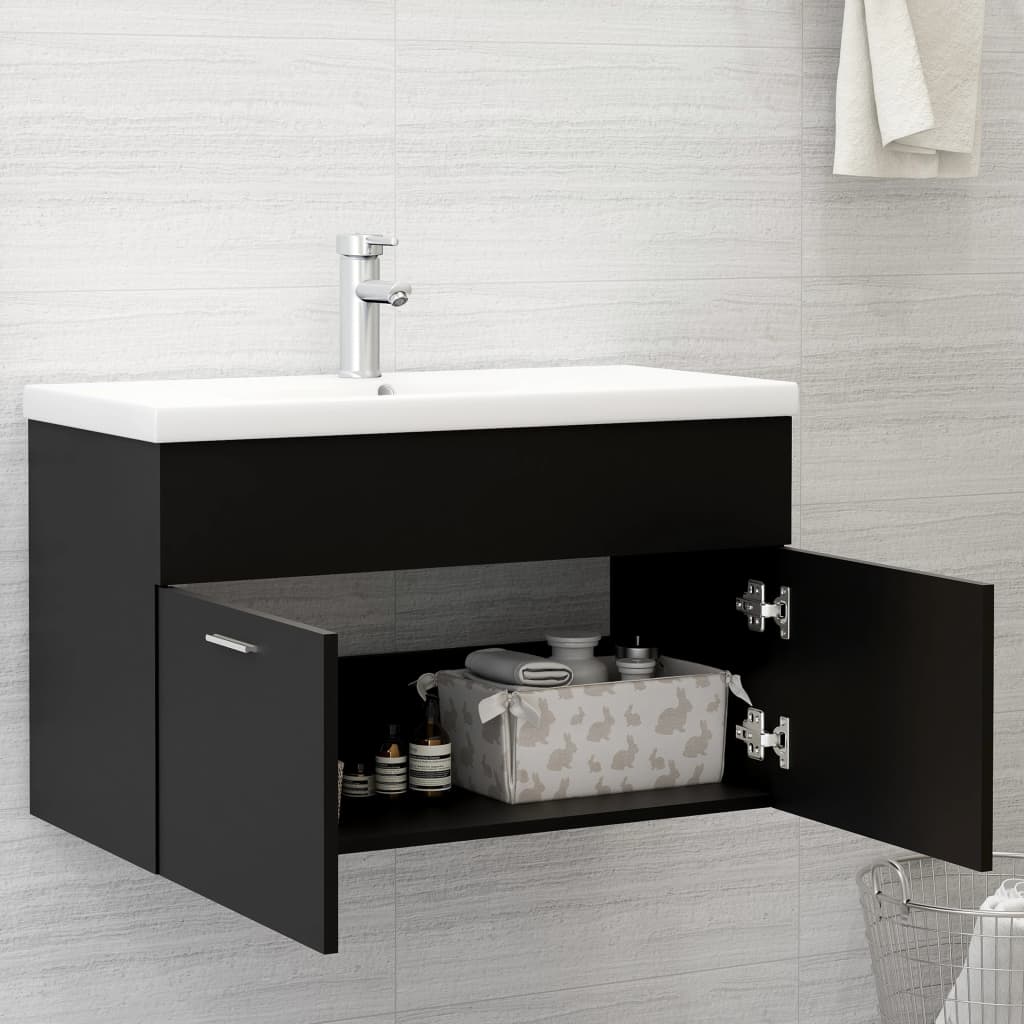 Servantskap svart 80x38,5x46 cm konstruert tre