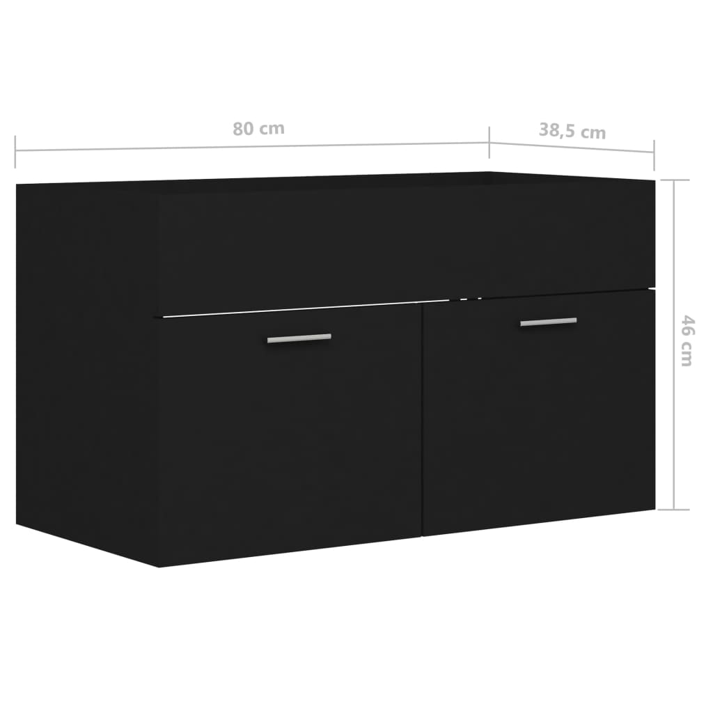 Servantskap svart 80x38,5x46 cm konstruert tre