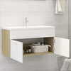 Servantskap hvit og sonoma eik 90x38,5x46 cm konstruert tre