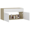 Servantskap hvit og sonoma eik 90x38,5x46 cm konstruert tre