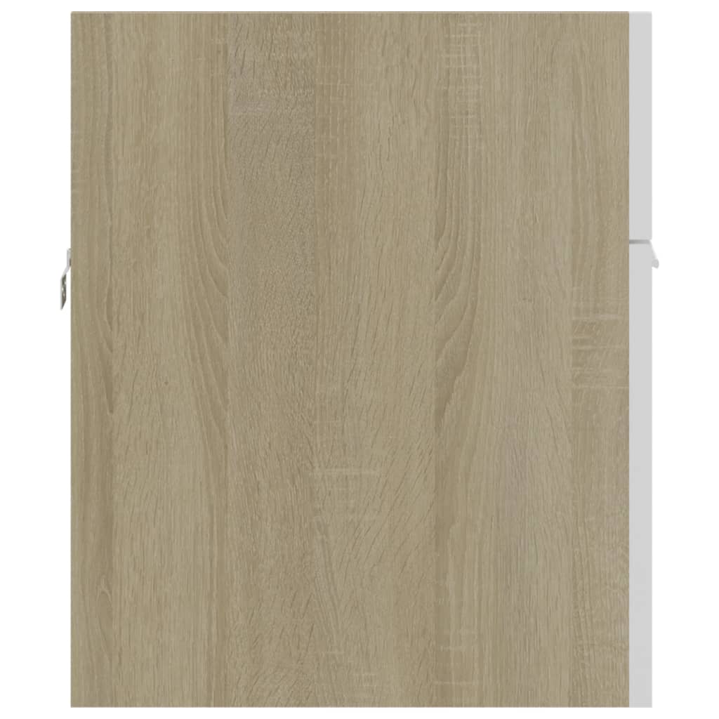 Servantskap hvit og sonoma eik 90x38,5x46 cm konstruert tre