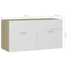 Servantskap hvit og sonoma eik 90x38,5x46 cm konstruert tre